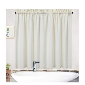 NEW 2 Short Tier Curtains,Waffle Weave Textured 30" x 54" Cream